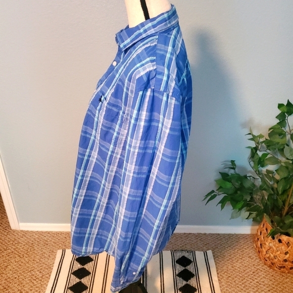 JACK WILLS UK Mens blue & teal Check Shirt button down cotton seersucker XL - Picture 6 of 10